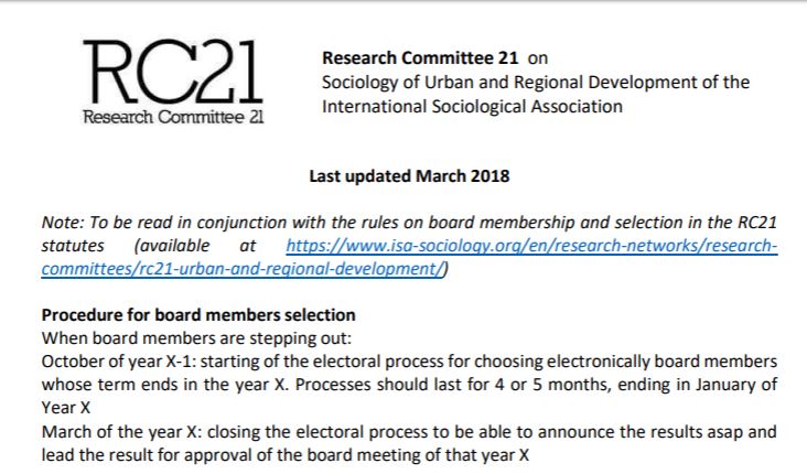 RC21 Institutional Documents Updated