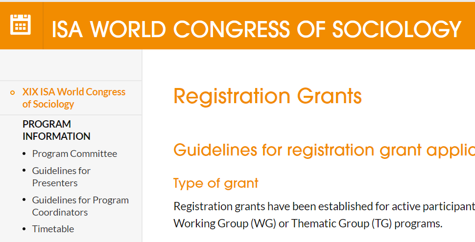 Travel Grants for Young Scholars (ISA Congress in Toronto)